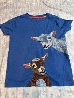 Mini Boden Blue Goats Applique Tee 4-5Y